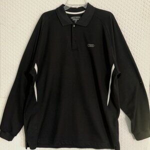 Pebble Beach Golf Performance Long Sleeve Black Pullover Polo - Audi Logo Sz XXL